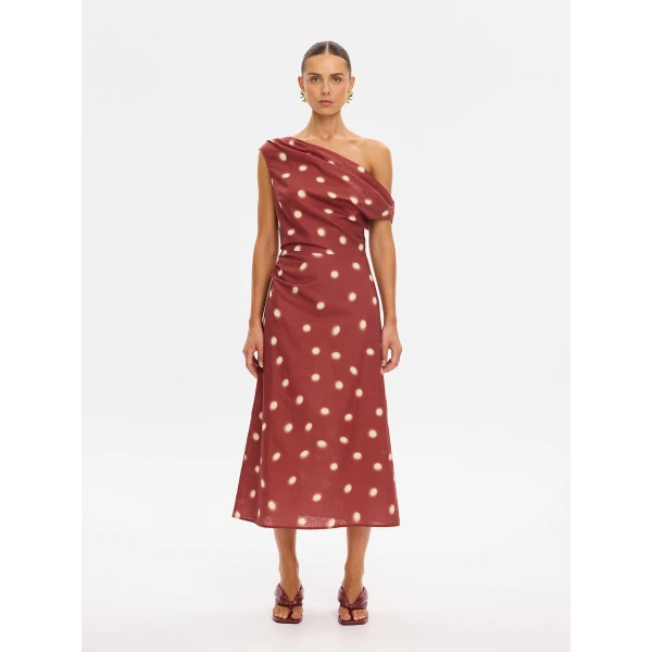Kivari Saro Midi Dress in Brick, view 2