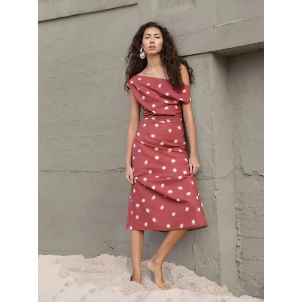 Kivari Saro Midi Dress in Brick, view 3