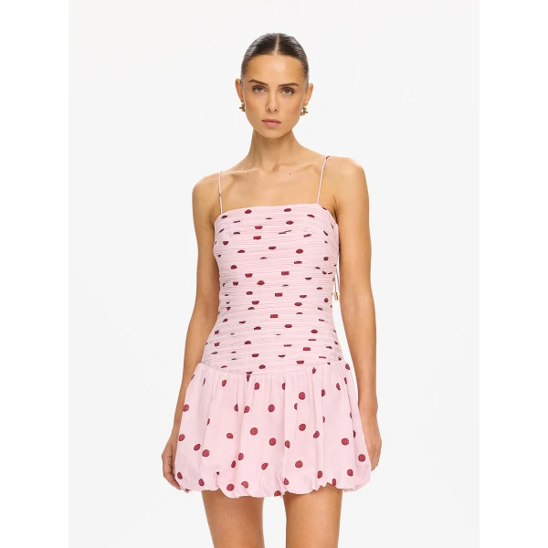 Kivari Sia Bubble Hem Mini Dress in Pink, view 2
