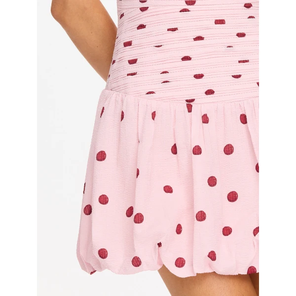 Kivari Sia Bubble Hem Mini Dress in Pink, view 5