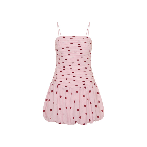 Kivari Sia Bubble Hem Mini Dress in Pink