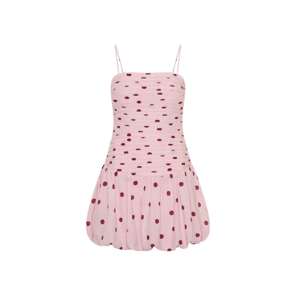 Kivari Sia Bubble Hem Mini Dress in Pink