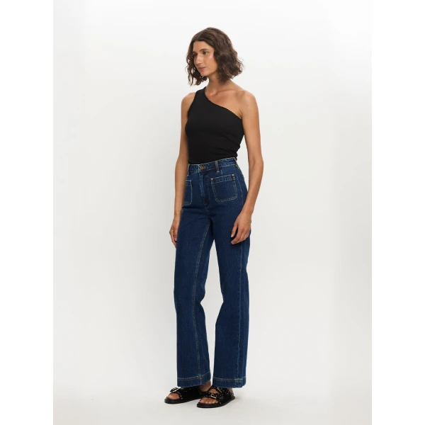 Kivari Tallulah One Shoulder Tank in Black Top, view 4