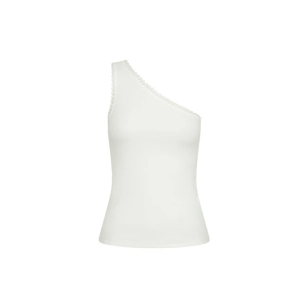 Kivari Tallulah One Shoulder Tank in Ivory Top