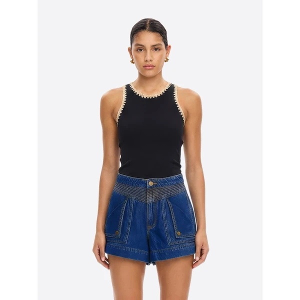 Kivari Tallulah Spliced Tank in Black Cream Top, view 2
