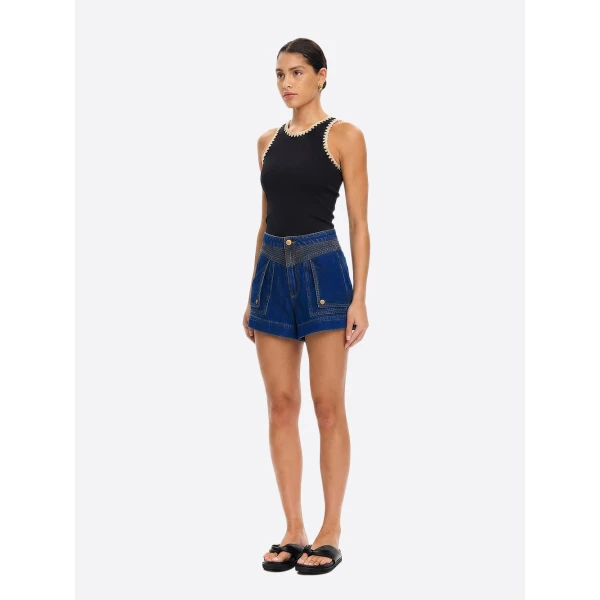 Kivari Tallulah Spliced Tank in Black Cream Top, view 3