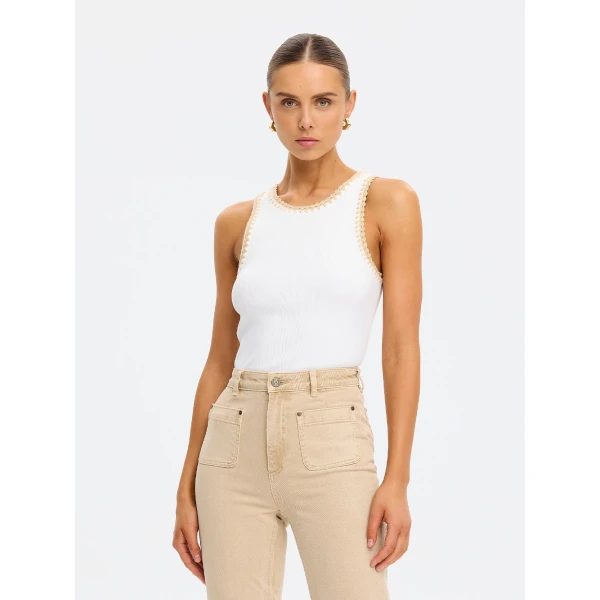 Kivari Tallulah Spliced Tank in Ivory Tan Top, view 2