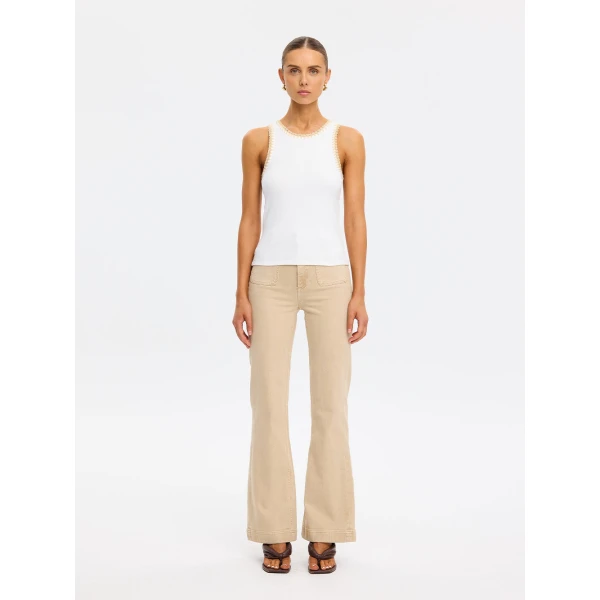 Kivari Tallulah Spliced Tank in Ivory Tan Top, view 3