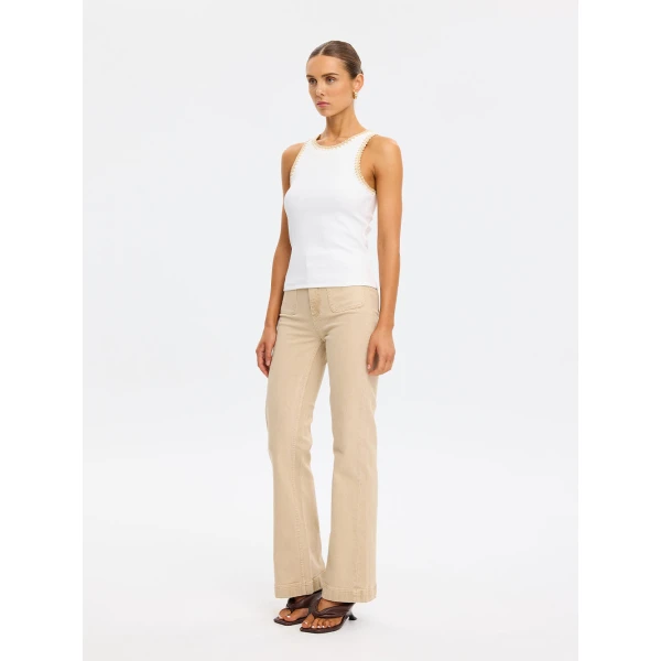 Kivari Tallulah Spliced Tank in Ivory Tan Top, view 4