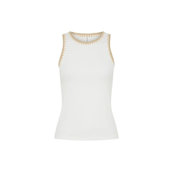 Kivari Tallulah Spliced Tank in Ivory Tan Top