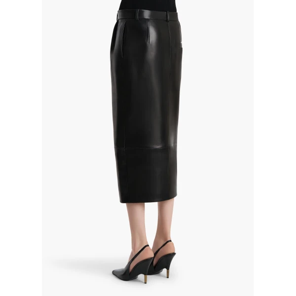 Khaite Anden Skirt in Black Leather, view 4