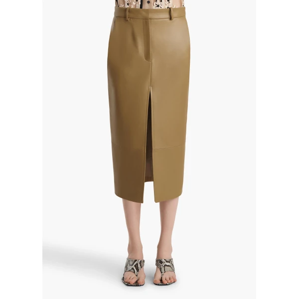 Khaite Anden Skirt in Golden Ochre Leather, view 3