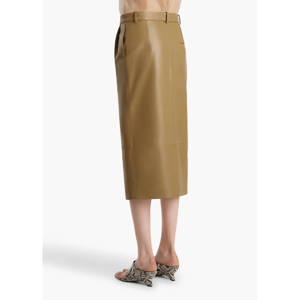 Khaite Anden Skirt in Golden Ochre Leather, view 4