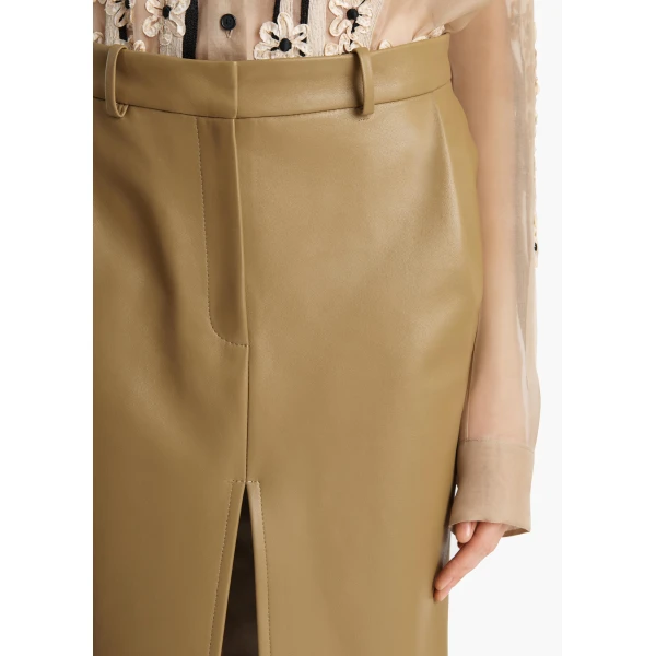 Khaite Anden Skirt in Golden Ochre Leather, view 5