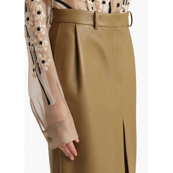 Khaite Anden Skirt in Golden Ochre Leather, view 6