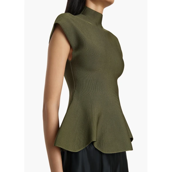 Khaite Andra Top in Olive, view 6