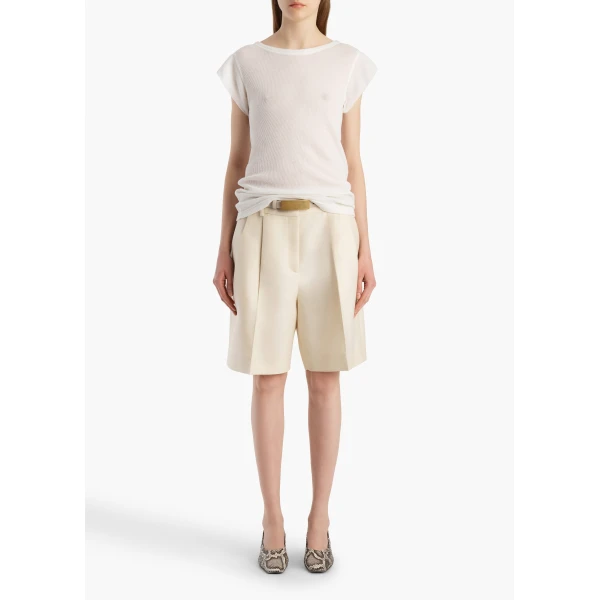 Khaite Angel Top in Chalk Cashmere Jersey, view 2