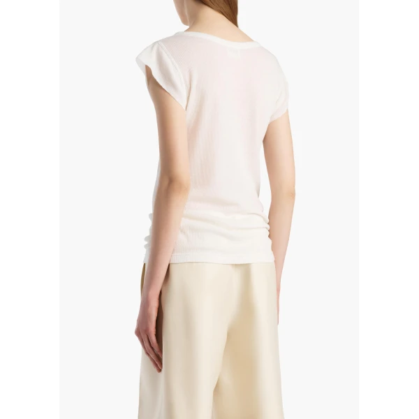 Khaite Angel Top in Chalk Cashmere Jersey, view 4