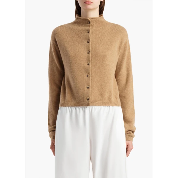 Khaite Annora Cardigan in Camel, view 3