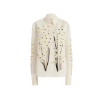 Khaite Argo Top in Natural with Floral Embroidery