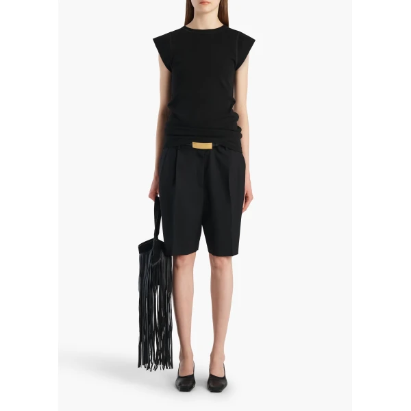 Khaite Auggie Short in Black Wool, view 2