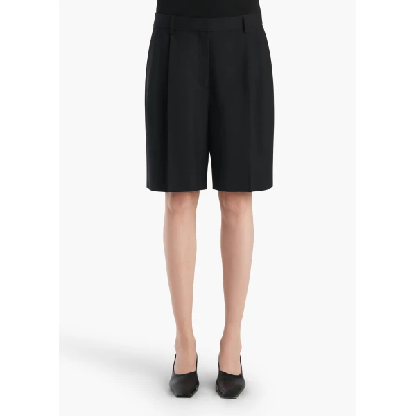 Khaite Auggie Short in Black Wool, view 3