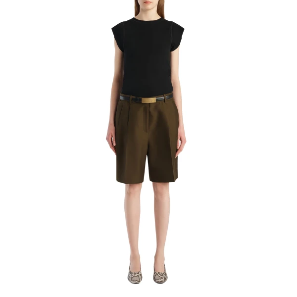 Khaite Auggie Short in Dark Olive, view 2