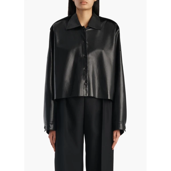 Khaite Bodine Top in Black Leather, view 3