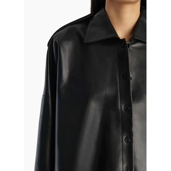 Khaite Bodine Top in Black Leather, view 5