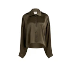 Khaite Bodine Top in Dark Olive Silk