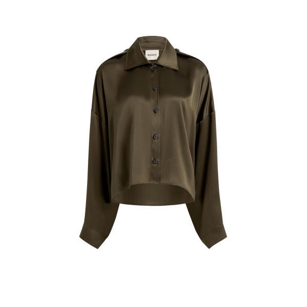 Khaite Bodine Top in Dark Olive Silk