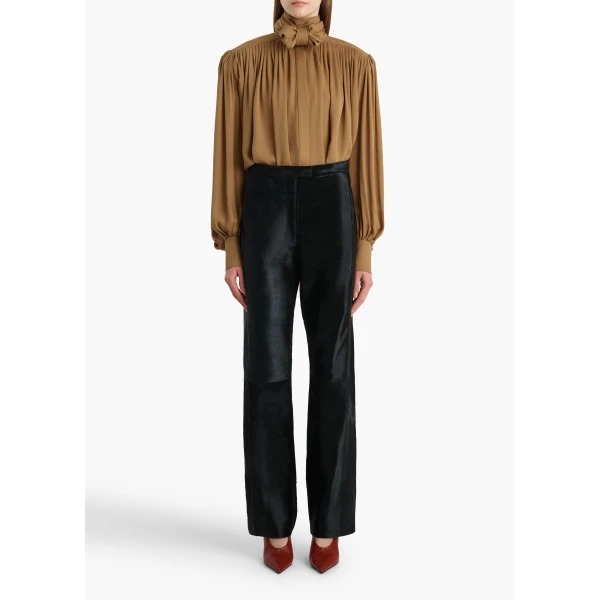 Khaite Borden Pant in Black Haircalf, view 2