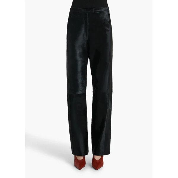 Khaite Borden Pant in Black Haircalf, view 3