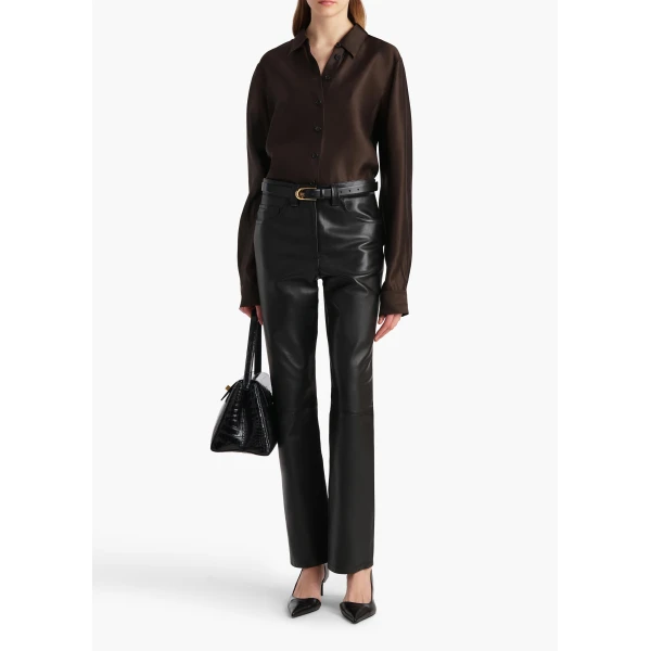 Khaite Callum Pant in Black Leather, view 2