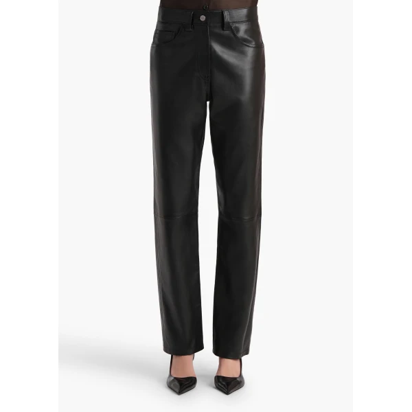 Khaite Callum Pant in Black Leather, view 3