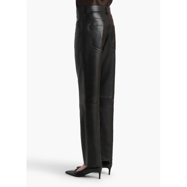 Khaite Callum Pant in Black Leather, view 4