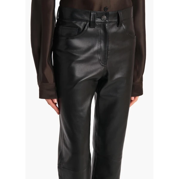 Khaite Callum Pant in Black Leather, view 5