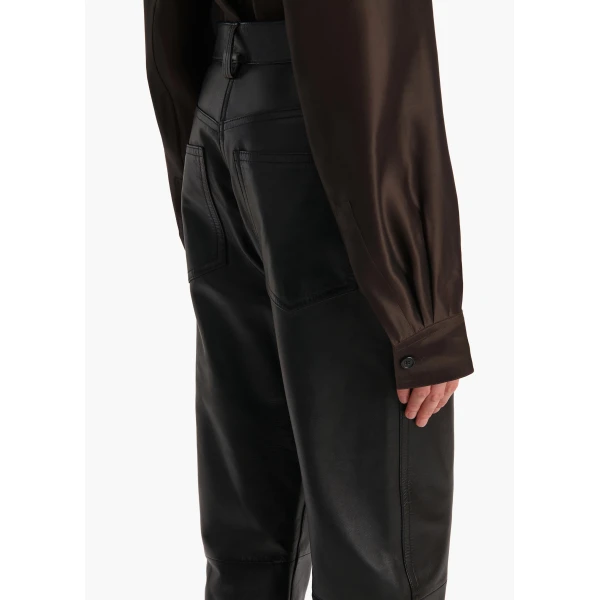Khaite Callum Pant in Black Leather, view 6