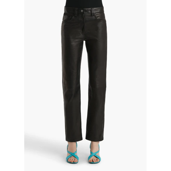 Khaite Callum Pant in Black Textured Lamb, view 3