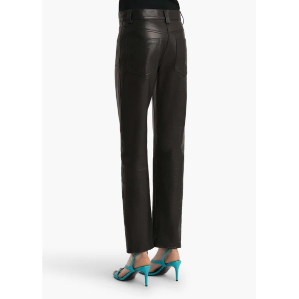 Khaite Callum Pant in Black Textured Lamb, view 4
