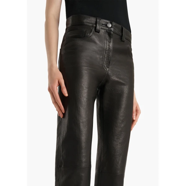 Khaite Callum Pant in Black Textured Lamb, view 5