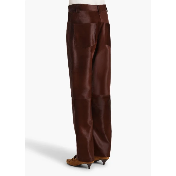 Khaite Callum Pant in Bordeaux Haircalf, view 4