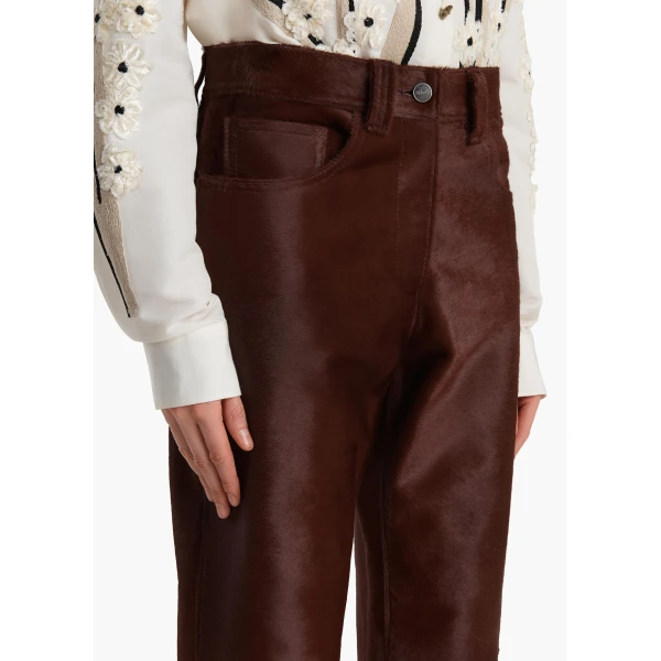 Khaite Callum Pant in Bordeaux Haircalf, view 5