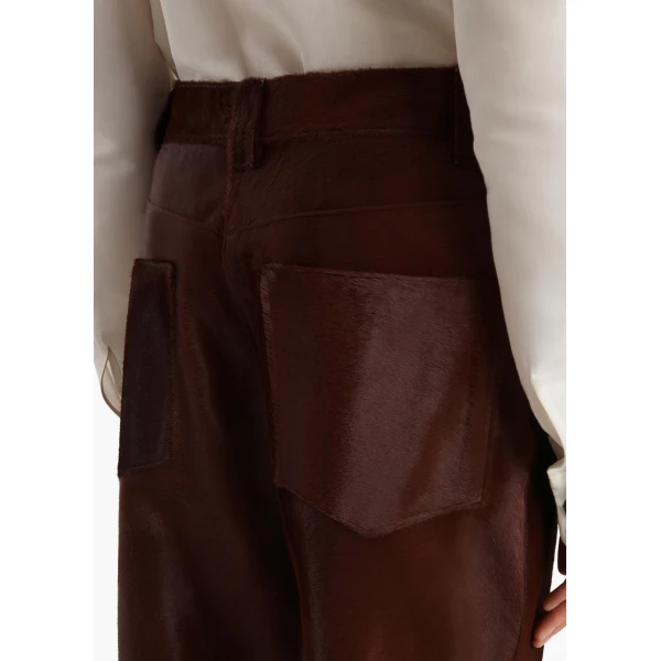 Khaite Callum Pant in Bordeaux Haircalf, view 6