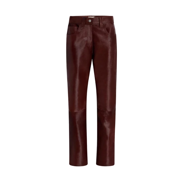Khaite Callum Pant in Bordeaux Haircalf