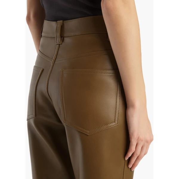 Khaite Callum Pant in Dark Olive Leather, view 6