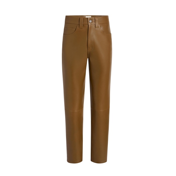 Khaite Callum Pant in Dark Olive Leather
