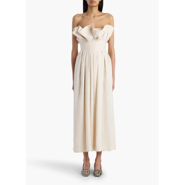 Khaite Claude Dress in Cream, view 2