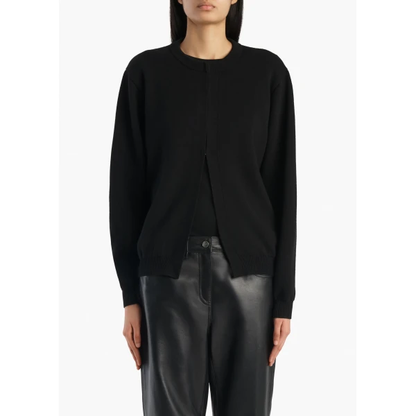 Khaite Cooper Cardigan in Black, view 3