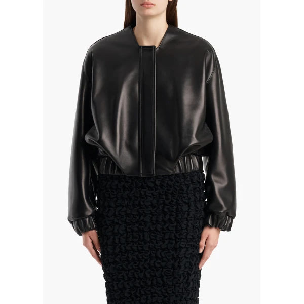 Khaite Cordan Jacket in Black Leather, view 3